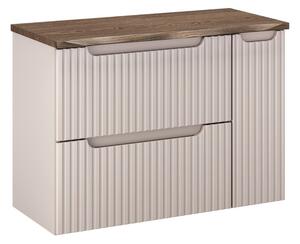Comad Závěsná skříňka pod umyvadlo Nova Cashmere s deskou 80 cm kašmírová/dub casella