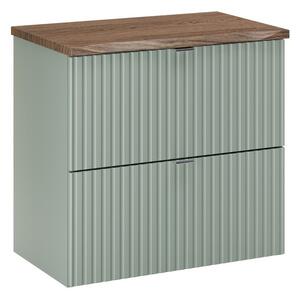 Comad Závěsná skříňka pod umyvadlo Line Reed Green s deskou 60 cm zelená/dub casella