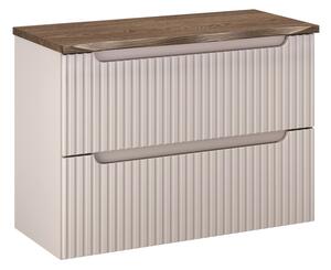 Comad Závěsná skříňka pod umyvadlo Nova Cashmere I s deskou 80 cm kašmírová/dub casella