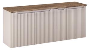 Comad Závěsná skříňka pod umyvadlo Nova Cashmere s deskou a košem na prádlo 140 cm kašmírová/dub casella