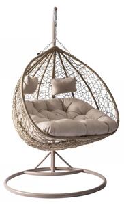 Dvojité závěsné křeslo Lima, Barva: korpus: béžová / polštáře: béžová 5903211464614