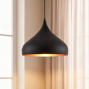 Lindby Závěsná lampa Ritana, černo-zlatá, kov, Ø 31cm, E27, stmívatelný, Černá, Obývací pokoj / jídelna, Hliník, Moderní