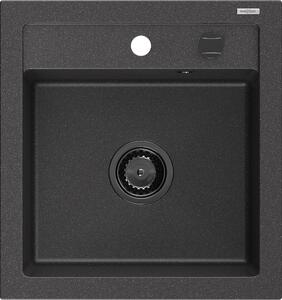 Mexen Vito 1-miskový granitový dřez 520 x 490 mm, Skvrnitá černá, sifon Černá