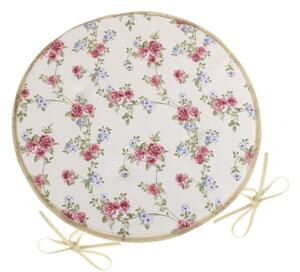 Bellatex Sedák DITA kulatý hladký průměr 40 cm Růžička pnoucí růžová, zelená, béžová