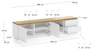 TV stolek lenbia 200 x 43,6 cm bílý