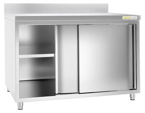 Nízká skříňka z nerezové oceli, rozměry 1800 x 800 mm, bez zadové stěny, PREMIUM – GOLDINOX