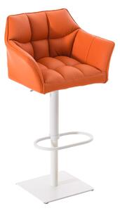 Barová židle Damas W1~ koženka, bílý rám - Oranžová
