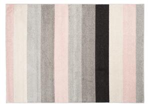 Kusový koberec AZUR pruhy - bílý/růžový/šedý/černý