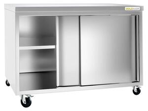 Nízká nerezová skříňka s kolečky, rozměry 1500 x 700 mm, PREMIUM – GOLDINOX