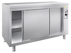 Nízká, vyhřívaná nerezová skříňka, rozměry 1600 x 700 mm, PREMIUM – GOLDINOX