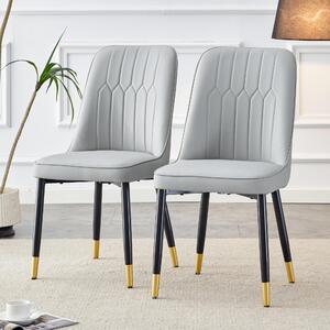 Sada dvou jídelních židlí, opěradlo z umělé kůže, kovové nohy, univerzální design (černá, světle šedá)