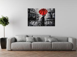 Obraz na plátně Červený polibek v dešti - 3 dílný Rozměry: 90 x 60 cm