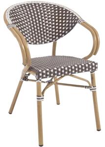Hnědo bílá zahradní židle z umělého ratanu Kave Home Marilyn s područkami