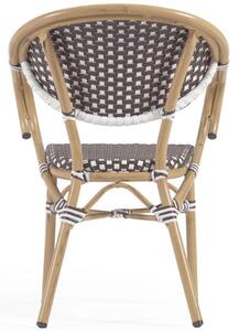 Hnědo bílá zahradní židle z umělého ratanu Kave Home Marilyn s područkami
