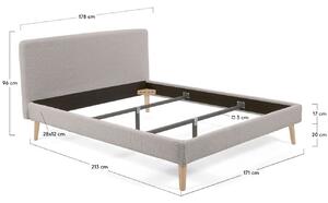 Světle šedá látková dvoulůžková postel Kave Home Dyla 160 x 200 cm