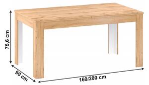 Rozkládací jídelní stůl, dub apalačský, 160-200x90 cm, PUSAN S