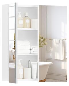Skříňka do koupelny, zrcadlová skříňka, bílá barva - moderní design, dřevo - montáž na zeď - úsporné úložné řešení