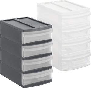Rotho XXS - Box s 4 zásuvkami, úložný box vysunovací, antracit, Rotho SYSTEMIX - TOWER