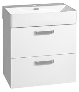 Koupelnová skříňka s keramickým umyvadlem, bílá, 60 cm