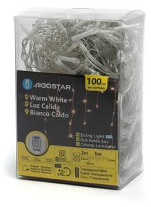 Aigostar-LED Venkovní vánoční řetěz 100xLED/8 funkcí 3xAA 8x0,6m IP44 teplá bílá