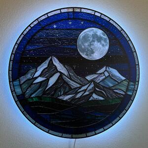 Svítící obraz - Mountain Moon - stylizovaný ze skla