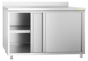 Nízká skříňka z nerezové oceli, rozměry 1600 x 600 mm, bez zadové stěny, PREMIUM – GOLDINOX