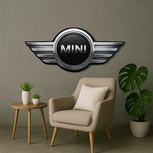 Dřevěný obraz s UV potiskem - Mini Cooper - logo