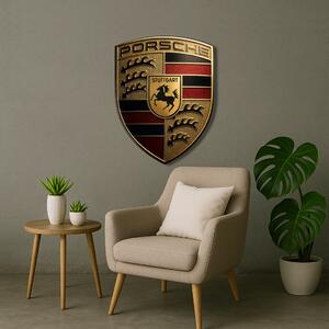 Dřevěný obraz s UV potiskem - Porsche - logo