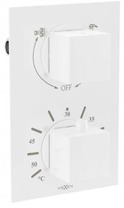 Podomítková termostatická baterie MEXEN CUBE - bílá - 2 výstupy