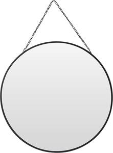 Kosmetické zrcadlo, kulaté, nástěnné, kovové, černé, skleněné, zrcadlo na líčení, dekorativní zrcadlo (kulaté)