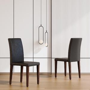 Sada dvou jídelních židlí, minimalistický design, potažené umělou kůží (PU), kovové nohy, vzhled dřeva, moderní (barva ořech + černá)