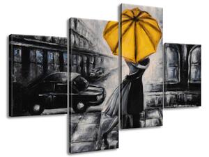Gario 4 dílný obraz na plátně Žlutý polibek v dešti Velikost: 120 x 70 cm