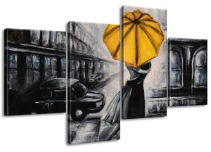 Gario 4 dílný obraz na plátně Žlutý polibek v dešti Velikost: 120 x 70 cm