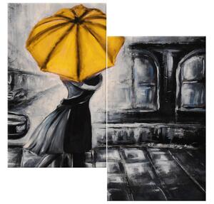 Obraz na plátně Žlutý polibek v dešti - 2 dílný Velikost: 60 x 60 cm