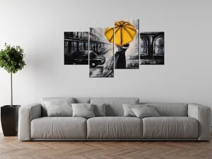 Gario 4 dílný obraz na plátně Žlutý polibek v dešti Velikost: 160 x 90 cm