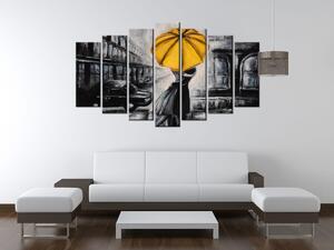 Gario 7 dílný obraz na plátně Žlutý polibek v dešti Velikost: 140 x 80 cm
