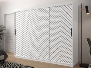Šatní skříň s posuvnými dveřmi Ratintu 1 250 cm, Úložný prostor: ne, Barva: bílá / bílá + černý mat Mirjan24 5903211151217