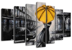 Gario 7 dílný obraz na plátně Žlutý polibek v dešti Velikost: 140 x 80 cm