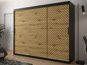 Šatní skříň s posuvnými dveřmi Ratintu 1 250 cm, Úložný prostor: ano, Barva: černá / dub artisan + černá Mirjan24 5903211155253
