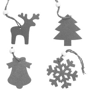 Vánoční látkové závěsné ozdoby na stromeček 16 ks - šedé