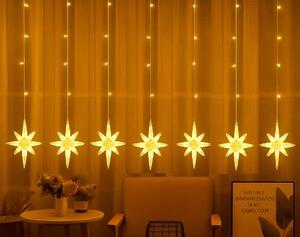 Vnitřní LED vánoční závěs - Osmicípé hvězdy , 3m, 138 LED, různé barvy na výběr Barva: Teplá bílá