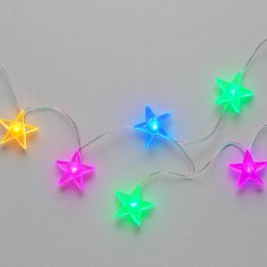 Vnitřní LED vánoční mini řetěz s hvězdičkami na baterie – různobarevná, 2 m, 20 LED