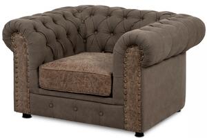 Designová retro sedačka AVA jednomístná - hnědá látka, ekokůže, nosnost 150 kg
