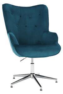 KONDELA Designové křeslo, petrolejová Velvet látka / chrom, MARLOV