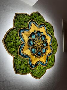 Svítící mechový obraz Mandala Sarta