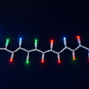 Vnitřní LED vánoční řetěz - různobarevná, 10m, 100 LED, silný bílý kabel