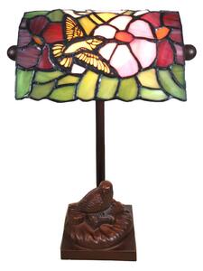 Stolní lampa 6008, styl Tiffany ptačí motiv