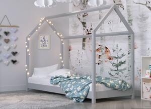 Dětská domečková postel IZABELA - šedá 200x90 cm