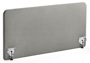 AJ Produkty Stolový paraván ZONE, bílé svorky, 1400X650x36 mm, potah Rivet, stříbrnošedá