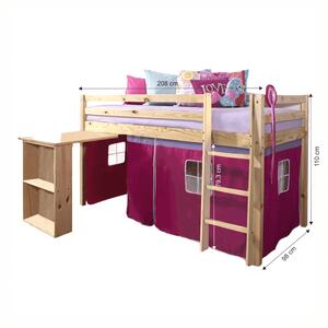 Dětská postel s PC stolkem 90 cm Alzaria (růžová). 1015352